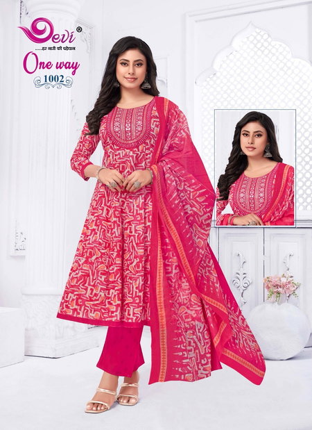 One Way Vol 1 By Devi Cotton Printed Anarkali Kurti With Bottom Dupatta Wholesale Online